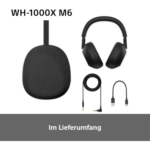 Sony WH-1000XM6 – Over-Ear Wireless Noise Cancelling Kopfhörer mit Hi-Res Sound, 30 Std. Akku & Komfortablem Design – Schwarz