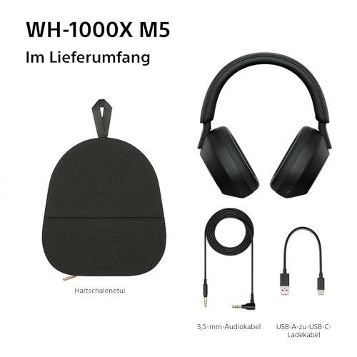 Sony WH-1000XM5 Kabelloser Premium-Kopfhörer – Noise Cancelling, Bluetooth, Hi-Res Audio, 30h Akku, Schwarz