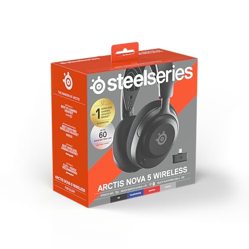 SteelSeries Arctis Nova 5 Wireless Gaming-Headset – Multi-System, PC & PS5, Magnetische Neodym-Treiber, 100+ Audio-Presets, 60 Std. Akku