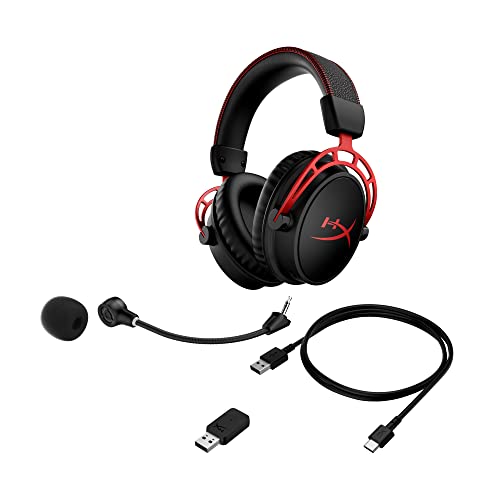 HyperX Cloud Alpha Wireless Gaming-Headset – 300 Std. Akku, DTS 3D Audio, Dual-Chamber-Treiber, 2,4 GHz Kabellos, Abnehmbares Mikrofon – Schwarz/Rot