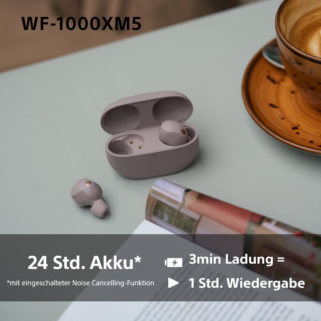 Sony WF-1000XM5 Kabellose In-Ear-Kopfhörer – Noise Cancelling, Bluetooth, 24h Akku, Schnellladefunktion, Schwarz