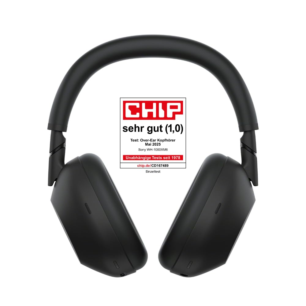 Sony WH-1000XM6 – Over-Ear Wireless Noise Cancelling Kopfhörer mit Hi-Res Sound, 30 Std. Akku & Komfortablem Design – Schwarz