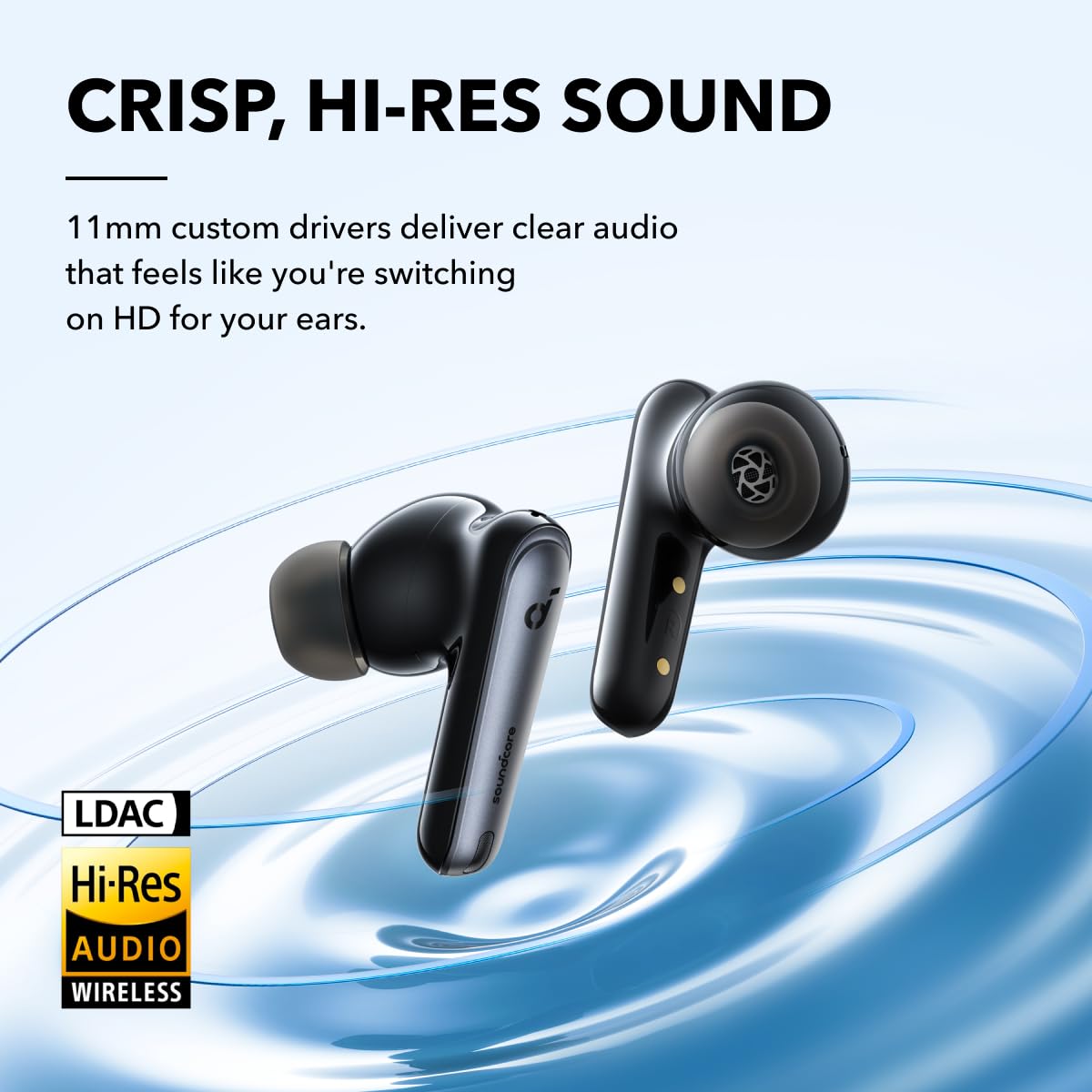 Soundcore Liberty 4 NC – Kabellose Bluetooth-Ohrhörer mit Active Noise Cancelling, Adaptivem Sound, Hi-Res Audio, 50 Std. Akkulaufzeit – Schwarz
