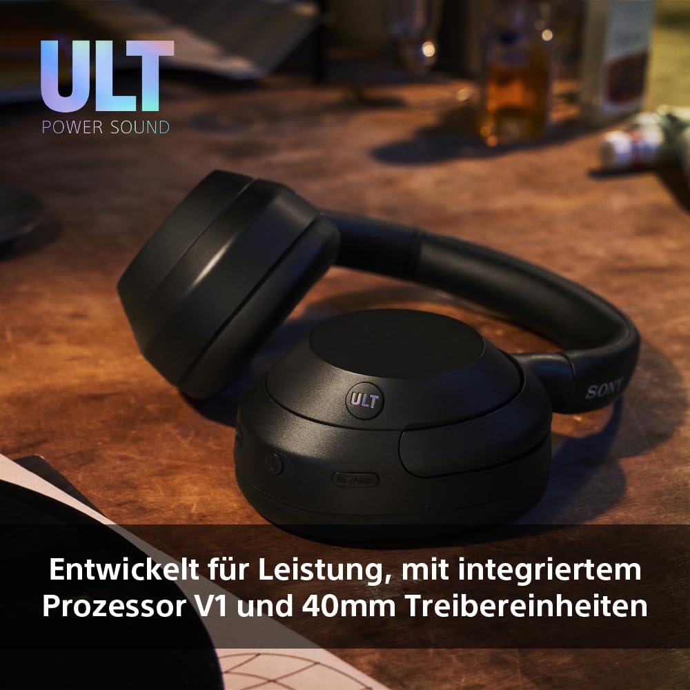 Sony ULT WEAR Kabellose Bluetooth-Kopfhörer – Noise Cancelling, Mikrofon, 30h Akku, Bass Boost, Schwarz