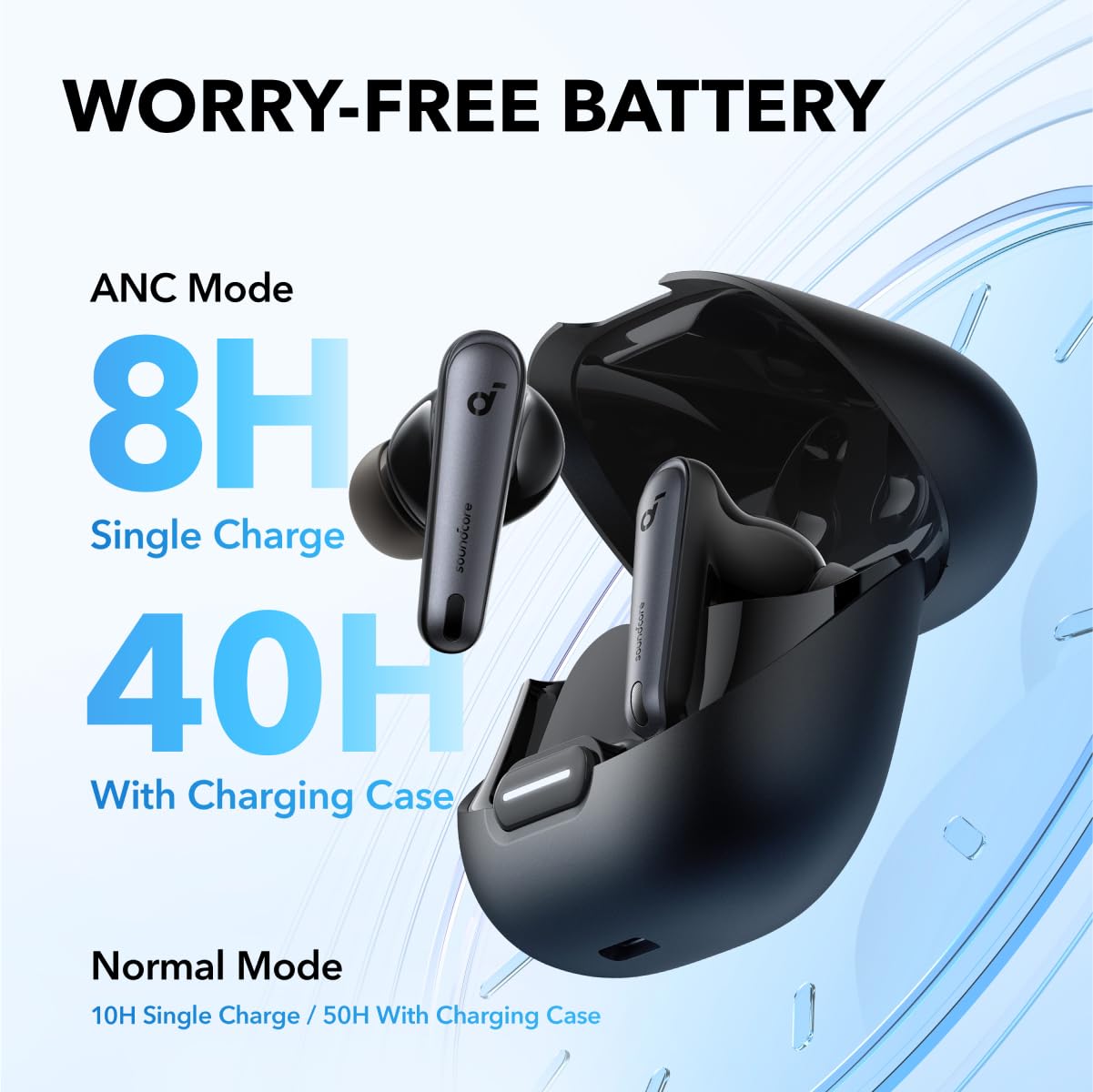 Soundcore Liberty 4 NC – Kabellose Bluetooth-Ohrhörer mit Active Noise Cancelling, Adaptivem Sound, Hi-Res Audio, 50 Std. Akkulaufzeit – Schwarz