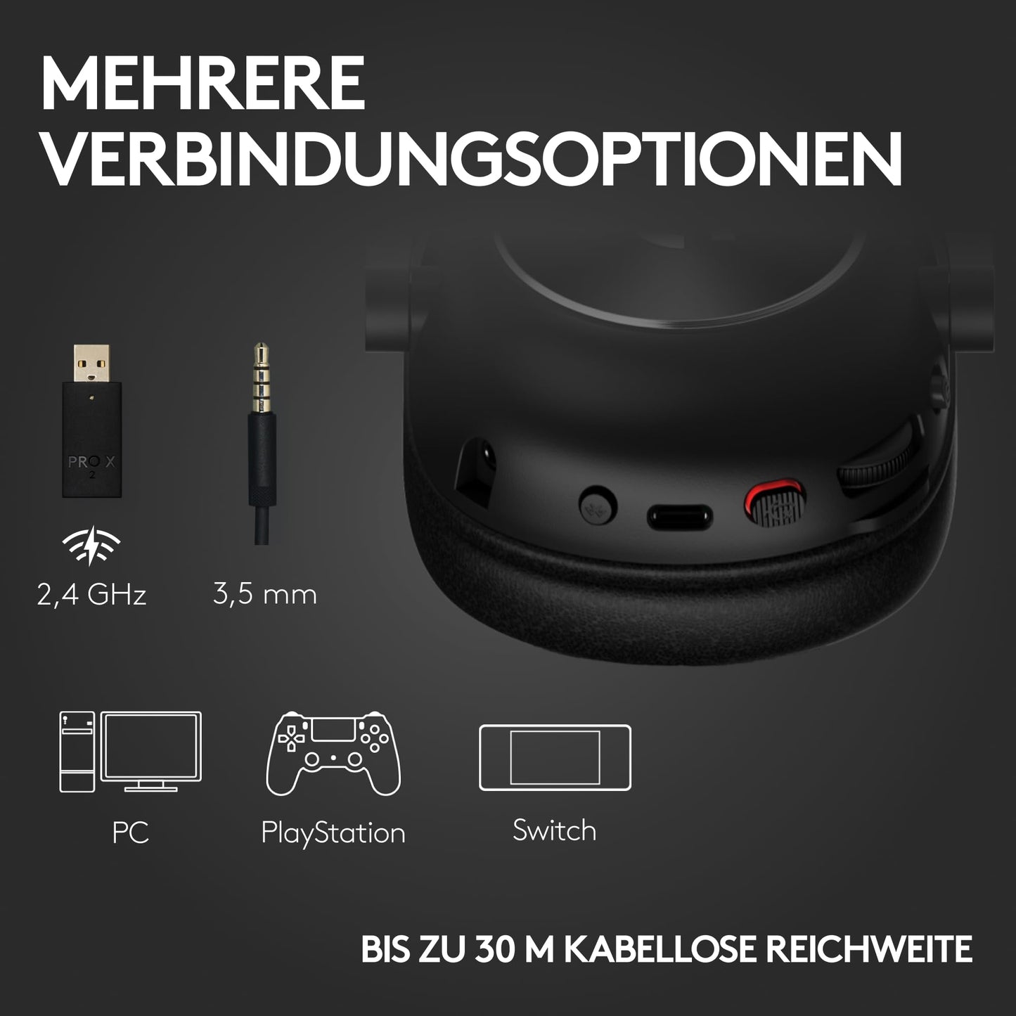 Logitech G PRO X 2 LIGHTSPEED Wireless Gaming-Headset – 50 mm Treiber, Surround-Sound, Abnehmbares Mikrofon – PC, PS5, PS4, Switch