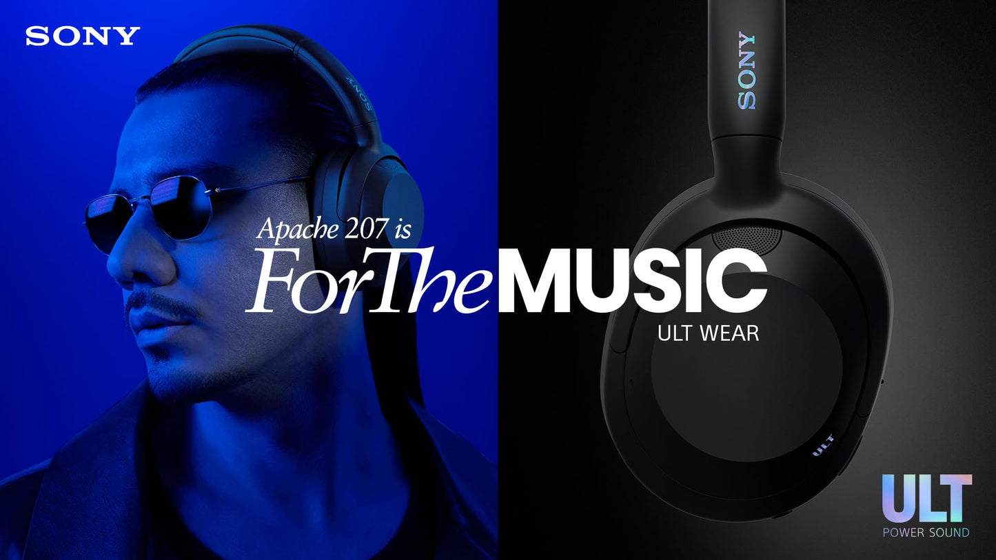 Sony ULT WEAR Kabellose Bluetooth-Kopfhörer – Noise Cancelling, Mikrofon, 30h Akku, Bass Boost, Schwarz