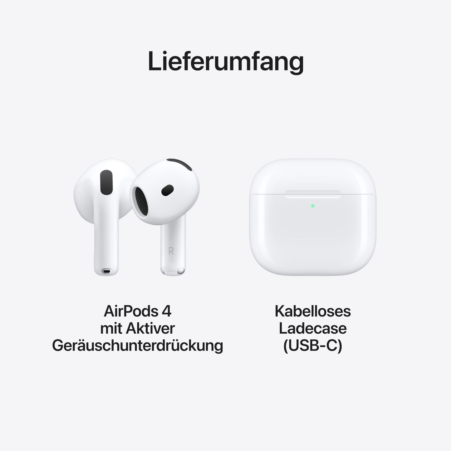 Apple AirPods 4 – Kabellose Bluetooth-Kopfhörer mit Active Noise Cancelling, Adaptives 3D Audio, Transparenzmodus & USB-C Ladecase