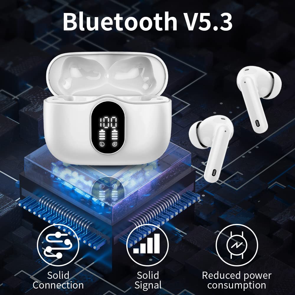 Kabellose Bluetooth 5.3 In-Ear-Kopfhörer – Sport, ENC Noise-Cancelling, HiFi Stereo, 40 Std. Akkulaufzeit