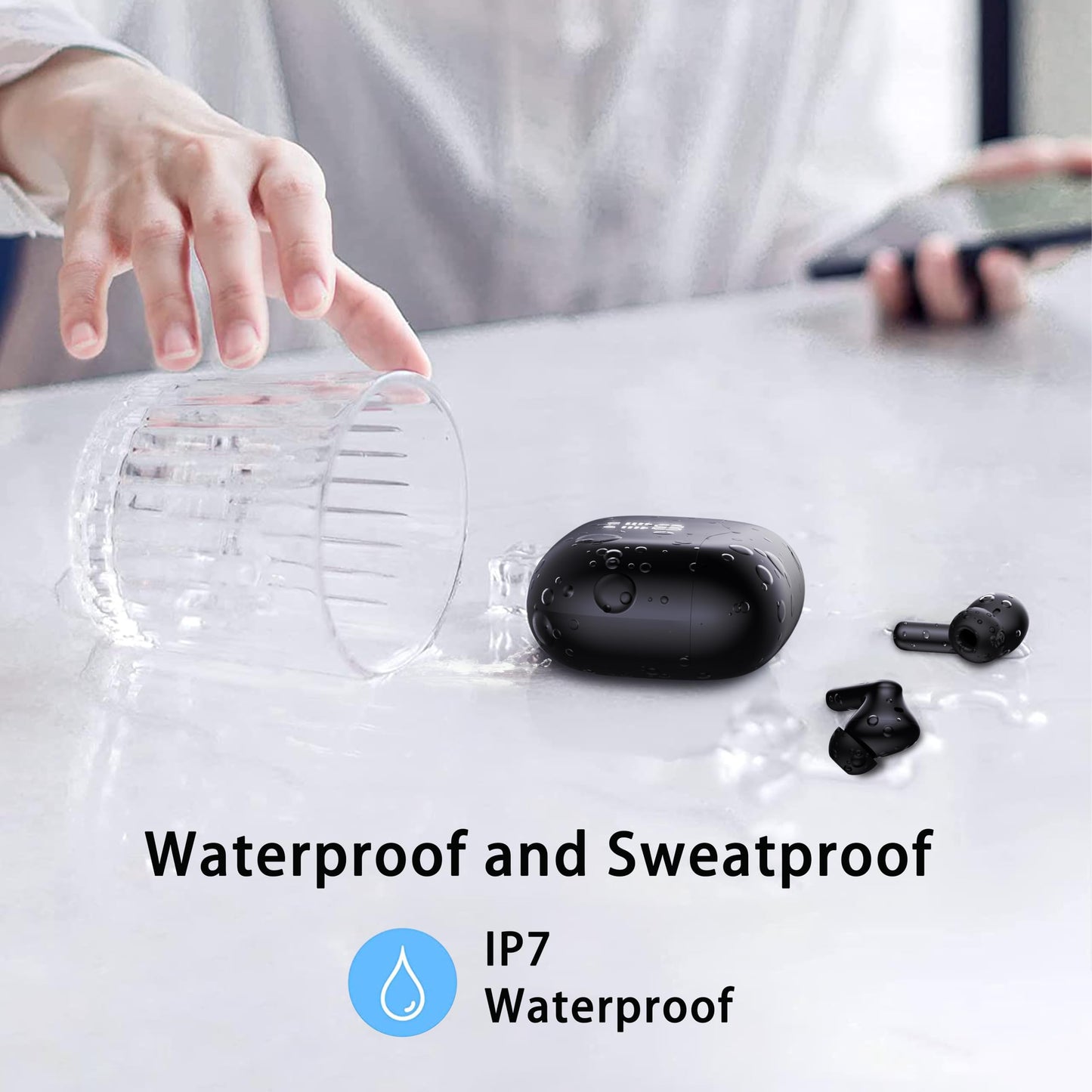 Bluetooth 5.4 In-Ear-Kopfhörer – Kabellos, 4 ENC Noise-Cancelling-Mikrofone, IP7 Wasserdicht, 40 Std. Akkulaufzeit, Sport- und Arbeits-Ohrhörer