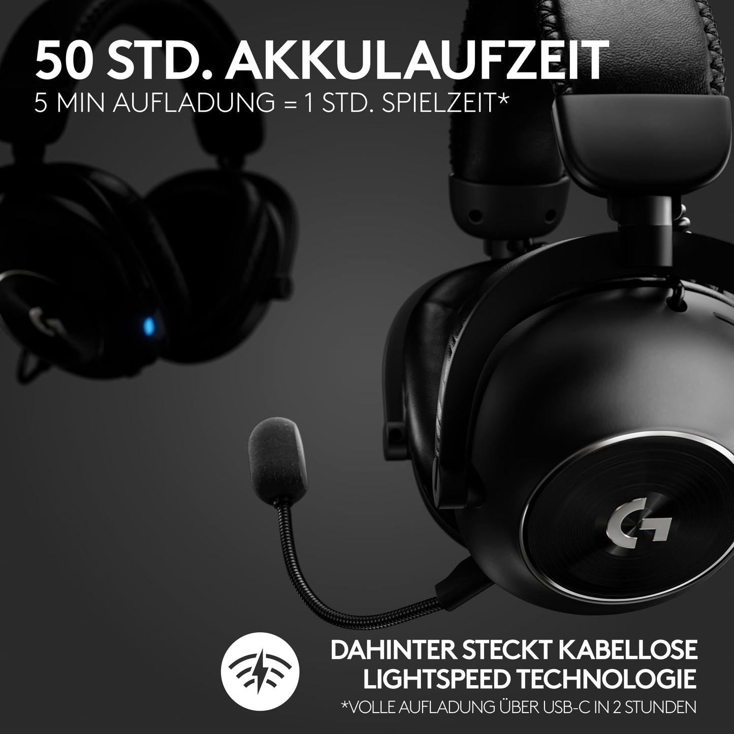 Logitech G PRO X 2 LIGHTSPEED Wireless Gaming-Headset – 50 mm Treiber, Surround-Sound, Abnehmbares Mikrofon – PC, PS5, PS4, Switch