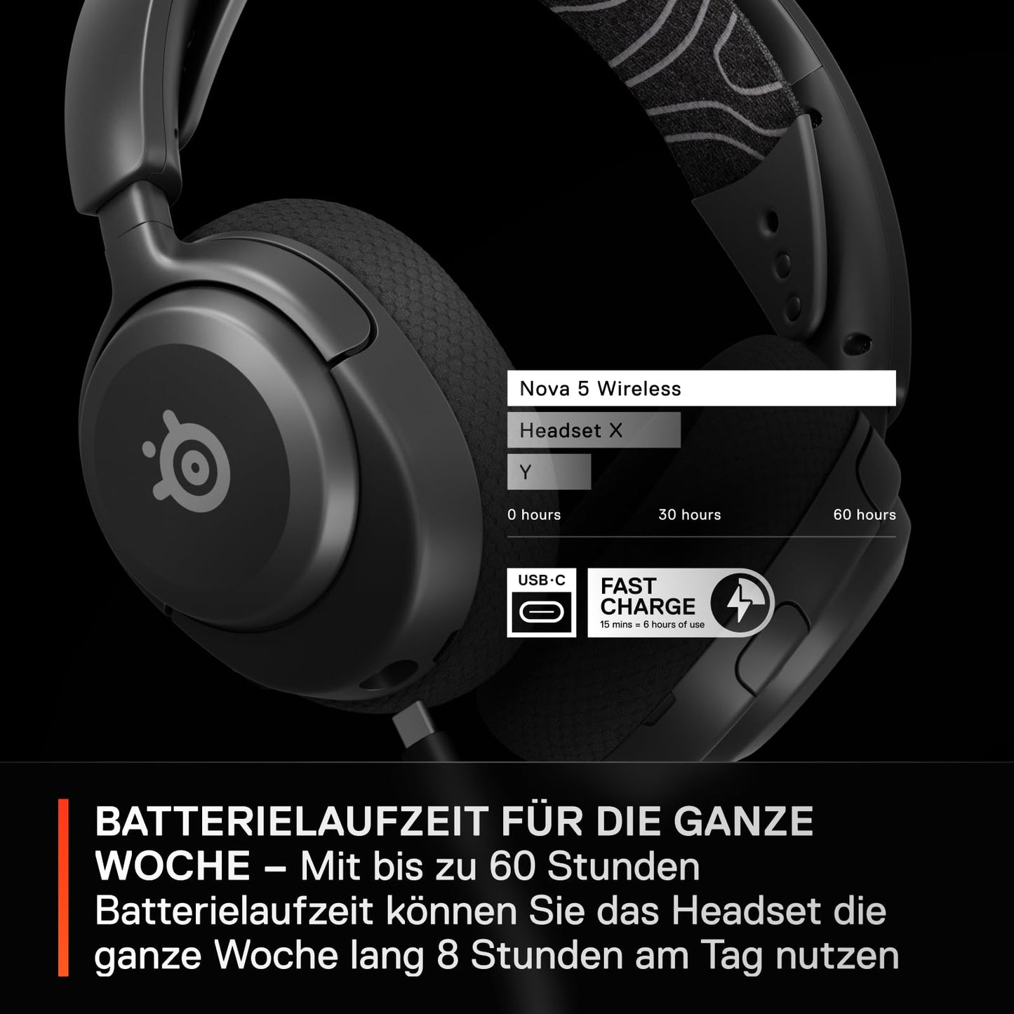 SteelSeries Arctis Nova 5 Wireless Gaming-Headset – Multi-System, PC & PS5, Magnetische Neodym-Treiber, 100+ Audio-Presets, 60 Std. Akku