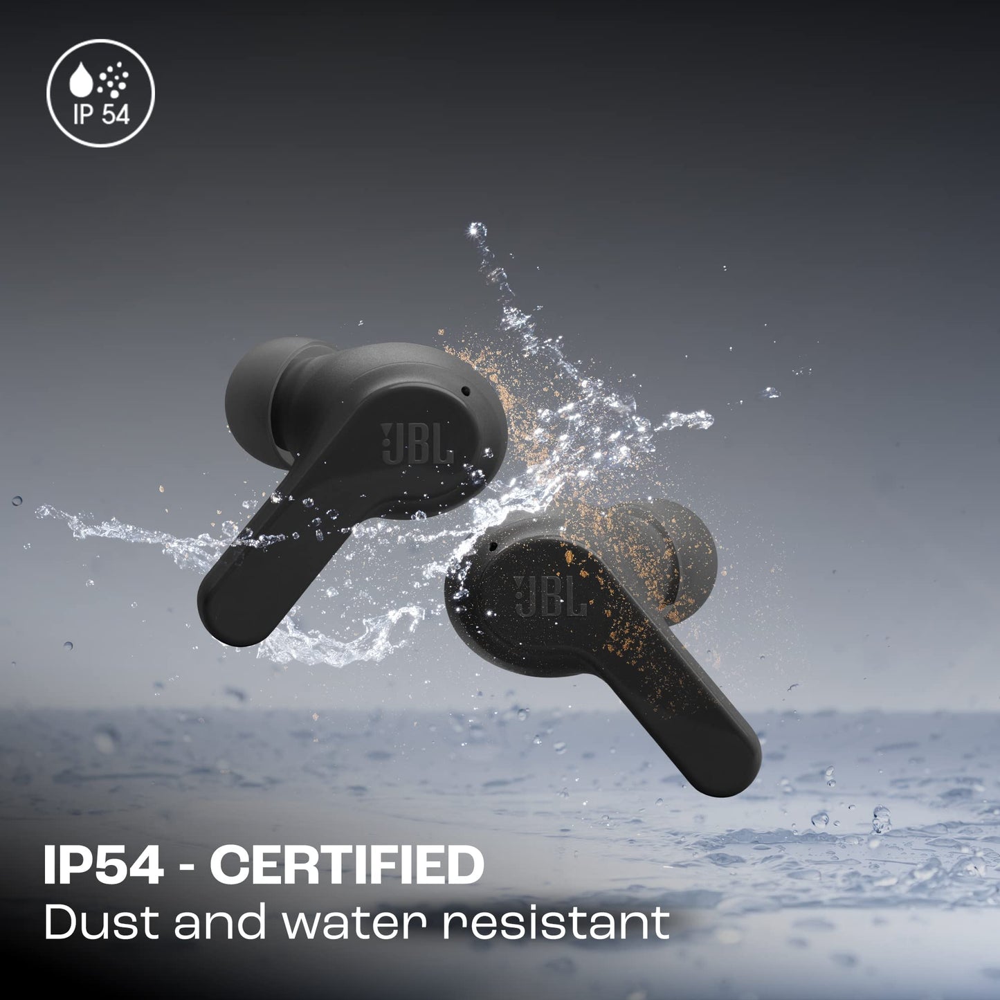 JBL Wave Beam – Kabellose In-Ear-Kopfhörer mit IP54/IPX2, Freisprechfunktion, 32 Std. Akkulaufzeit – Schwarz