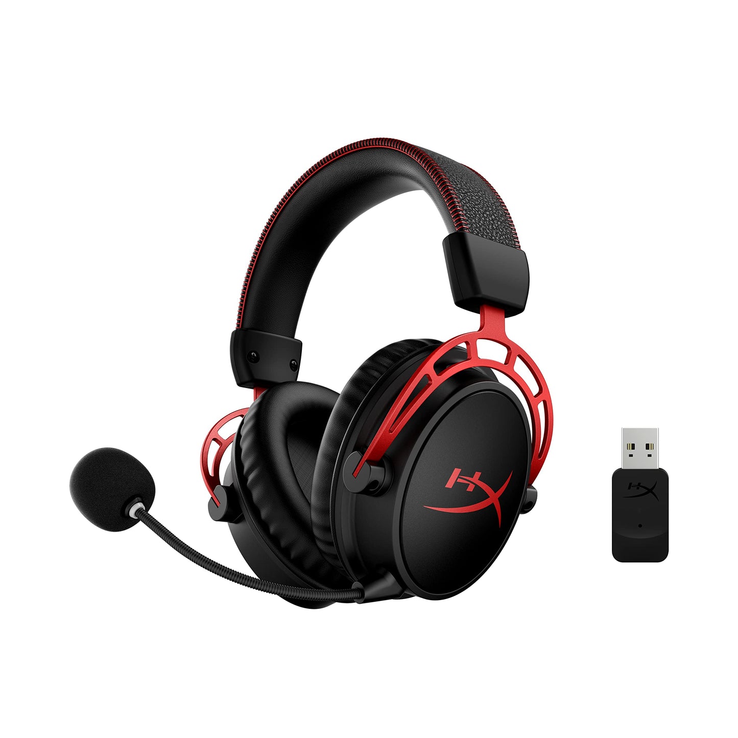 HyperX Cloud Alpha Wireless Gaming-Headset – 300 Std. Akku, DTS 3D Audio, Dual-Chamber-Treiber, 2,4 GHz Kabellos, Abnehmbares Mikrofon – Schwarz/Rot