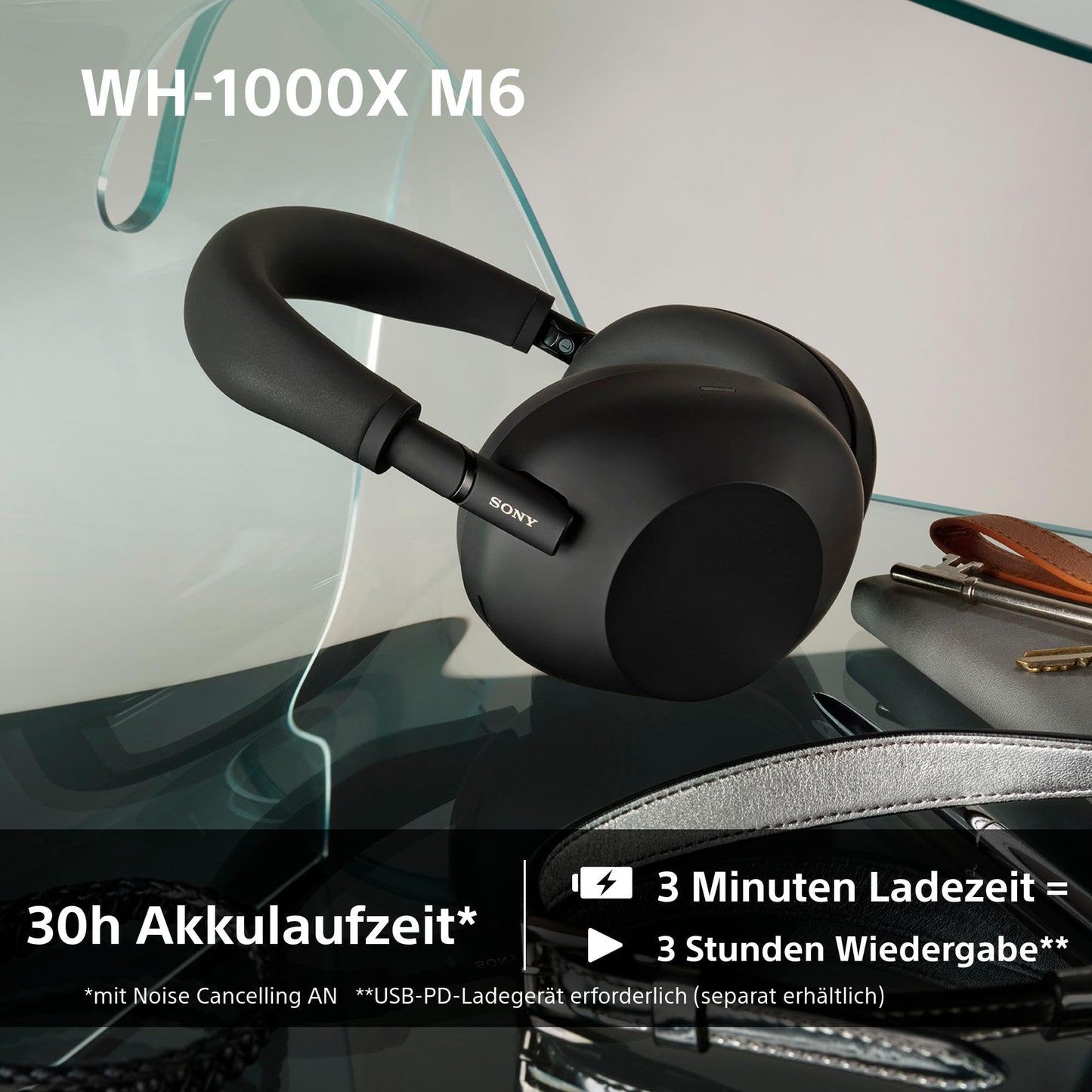 Sony WH-1000XM6 – Over-Ear Wireless Noise Cancelling Kopfhörer mit Hi-Res Sound, 30 Std. Akku & Komfortablem Design – Schwarz