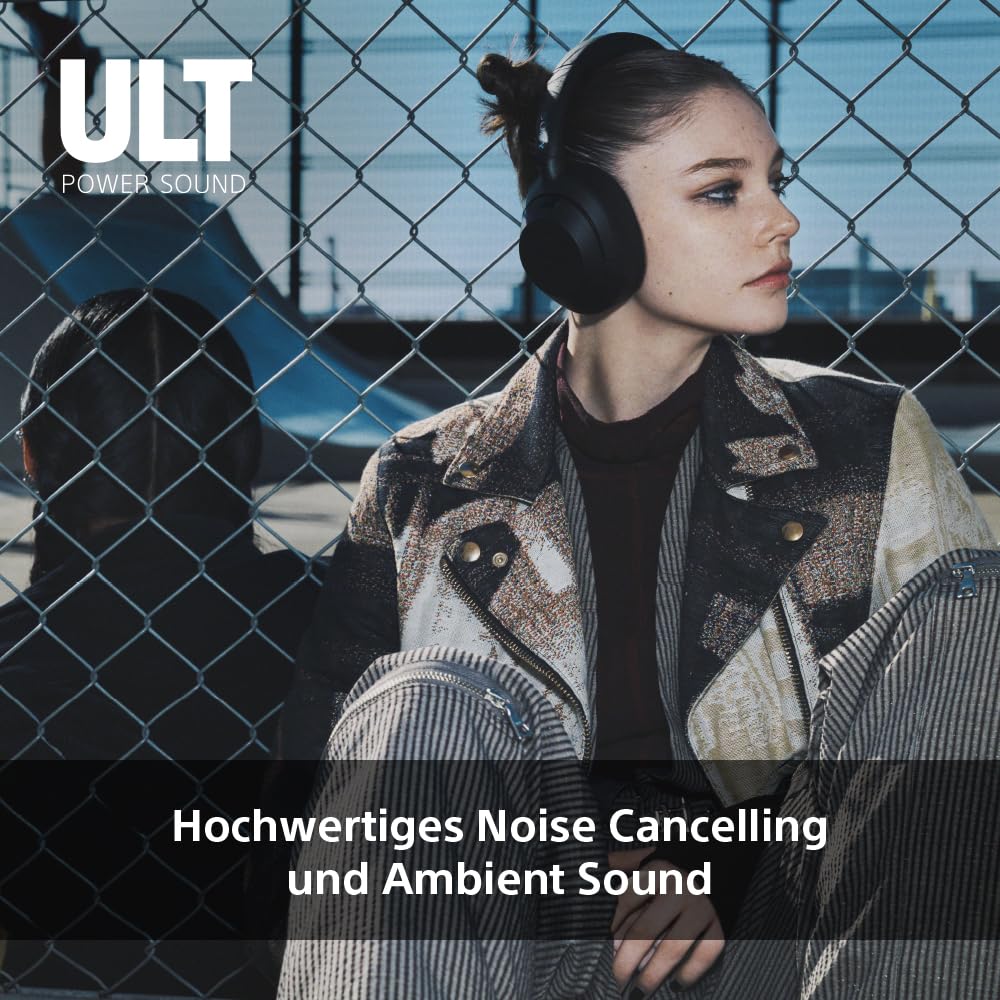 Sony ULT WEAR Kabellose Bluetooth-Kopfhörer – Noise Cancelling, Mikrofon, 30h Akku, Bass Boost, Schwarz