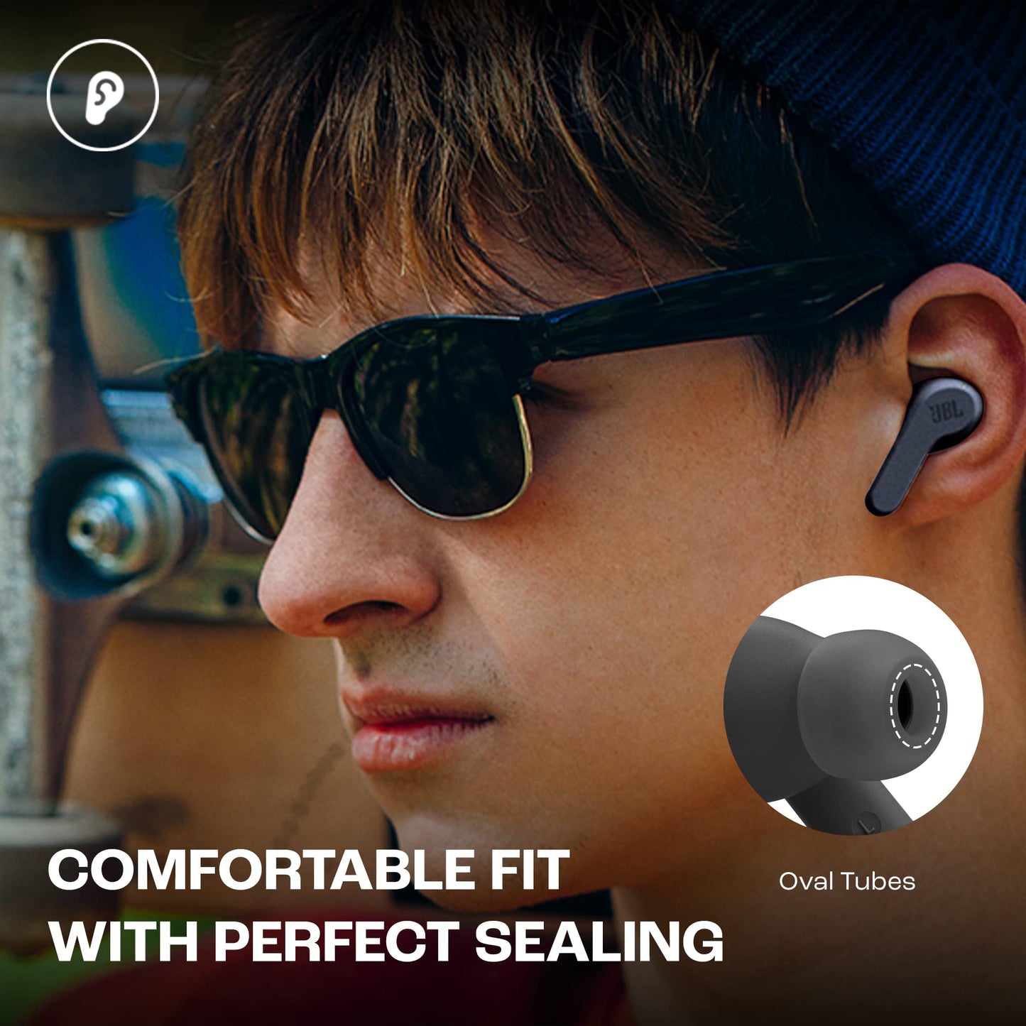 JBL Wave Beam – Kabellose In-Ear-Kopfhörer mit IP54/IPX2, Freisprechfunktion, 32 Std. Akkulaufzeit – Schwarz