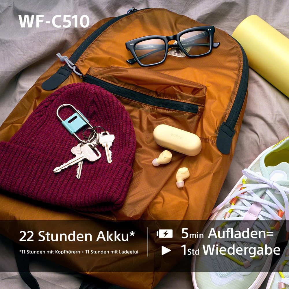 Sony WF-C510 Kabellose In-Ear-Kopfhörer – Leicht, 22h Akku, Bluetooth, Ambient Sound, Schwarz