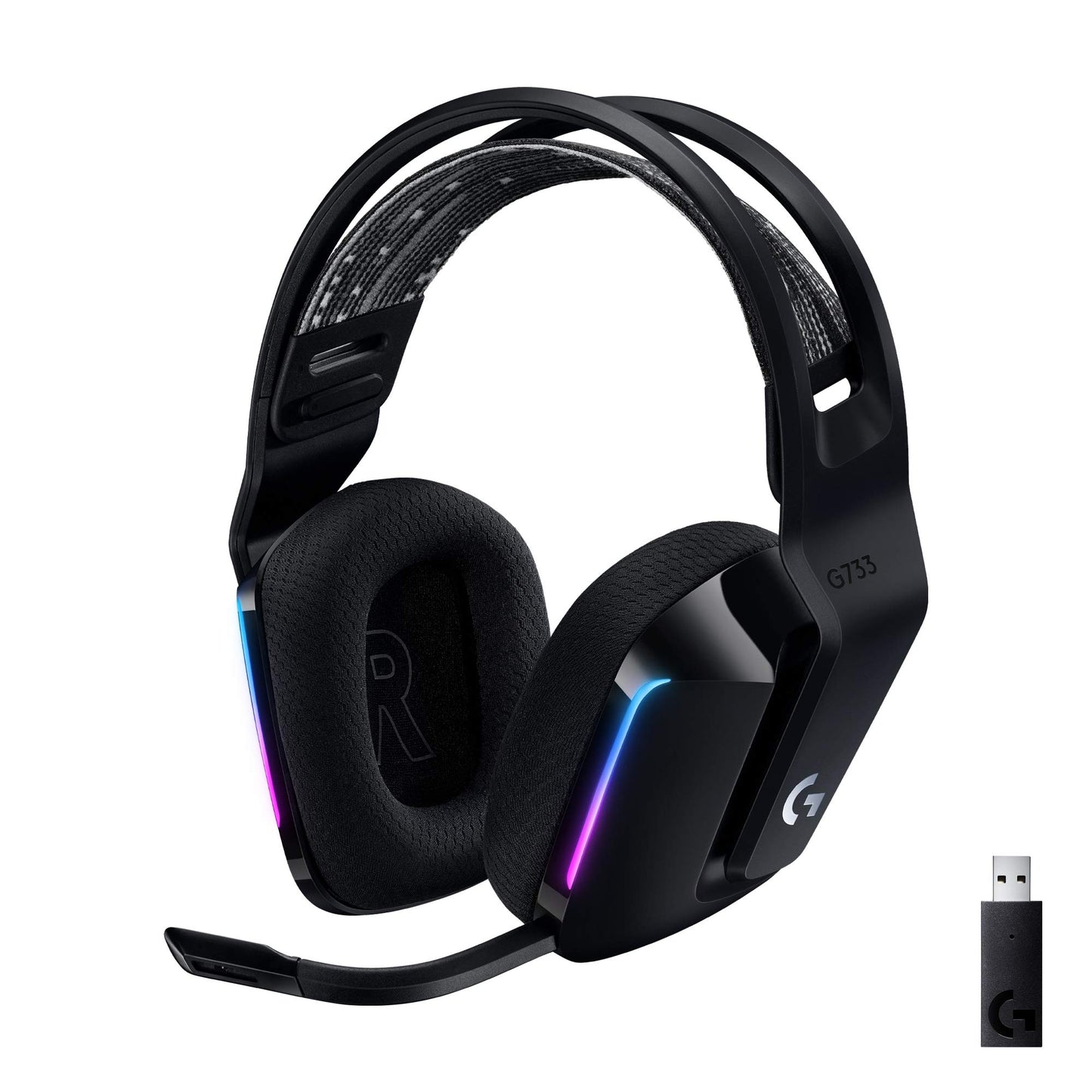 Logitech G733 LIGHTSPEED Kabelloses Gaming-Headset – RGB, Blue VO!CE Mikrofon, 29 Std. Akku – Schwarz
