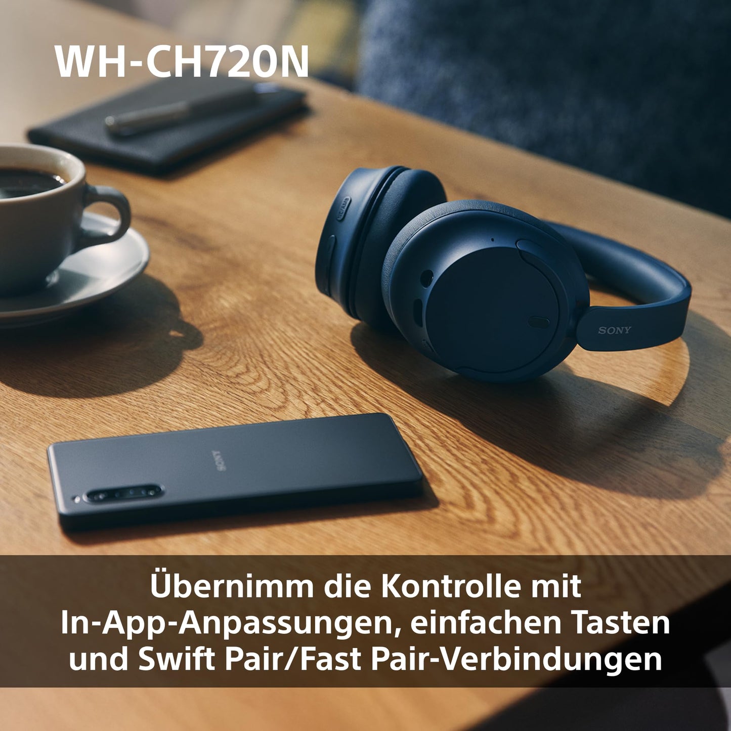 Sony WH-CH720N Kabellose Bluetooth-Kopfhörer – Noise Cancelling, 35h Akku, Schnellladefunktion, Schwarz