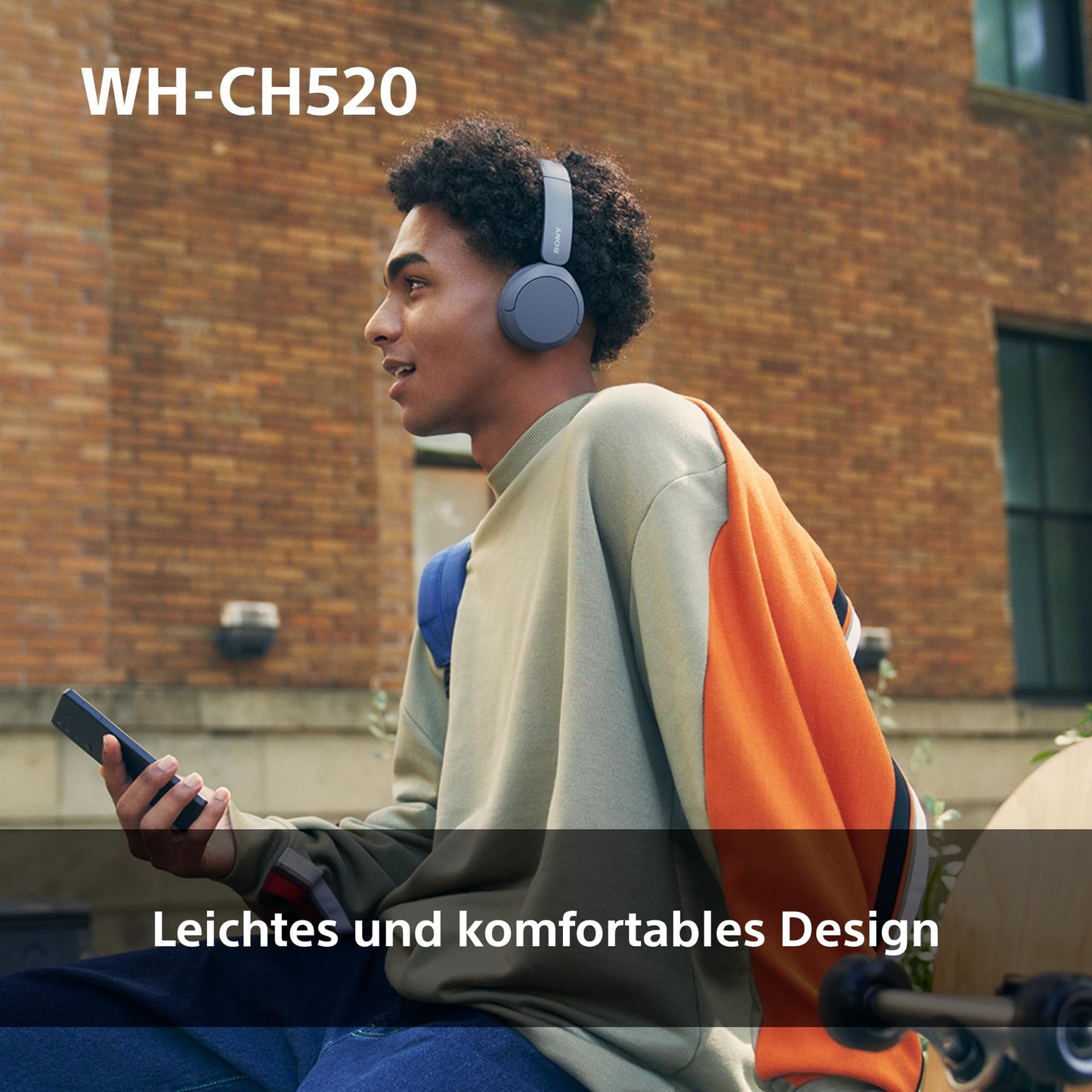 Sony WH-CH520 Bluetooth On-Ear Kopfhörer – 50h Akku, Schnellladefunktion, Schwarz