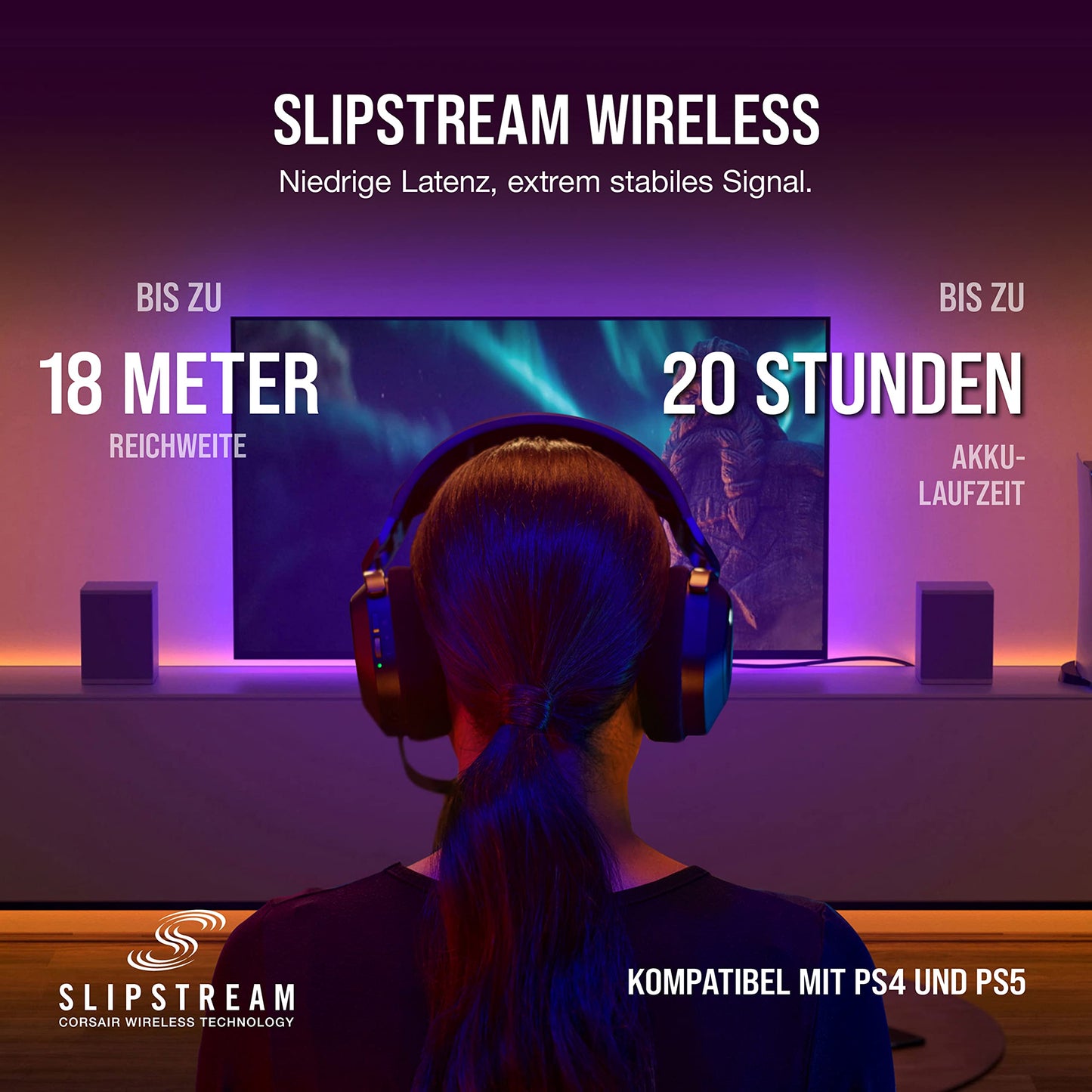 CORSAIR HS80 RGB Kabelloses Multiplattform-Gaming-Headset – Dolby Atmos, Omnidirektionales Mikrofon, iCUE-Kompatibel – PC, Mac, PS5, PS4 – Carbon