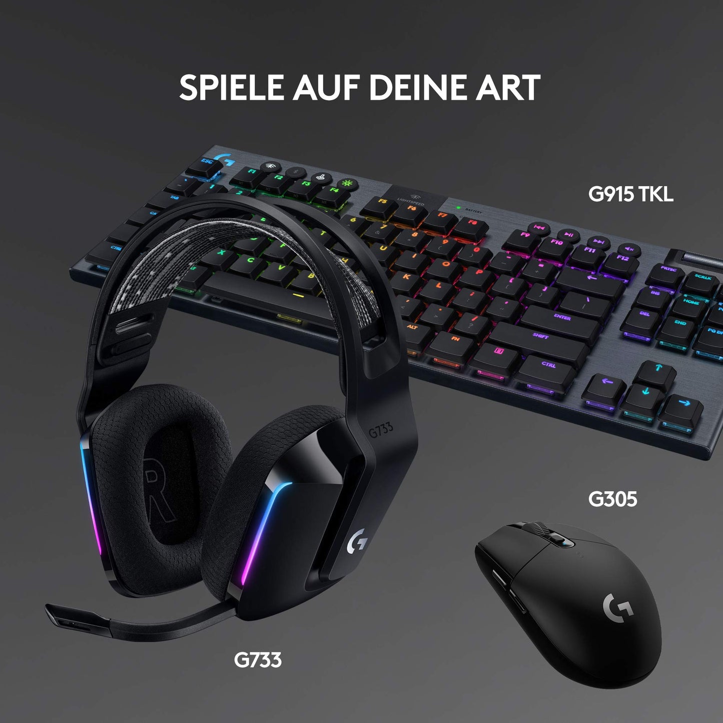 Logitech G733 LIGHTSPEED Kabelloses Gaming-Headset – RGB, Blue VO!CE Mikrofon, 29 Std. Akku – Schwarz