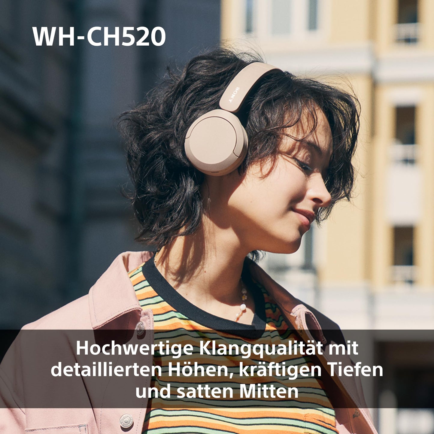 Sony WH-CH520 Bluetooth On-Ear Kopfhörer – 50h Akku, Schnellladefunktion, Schwarz