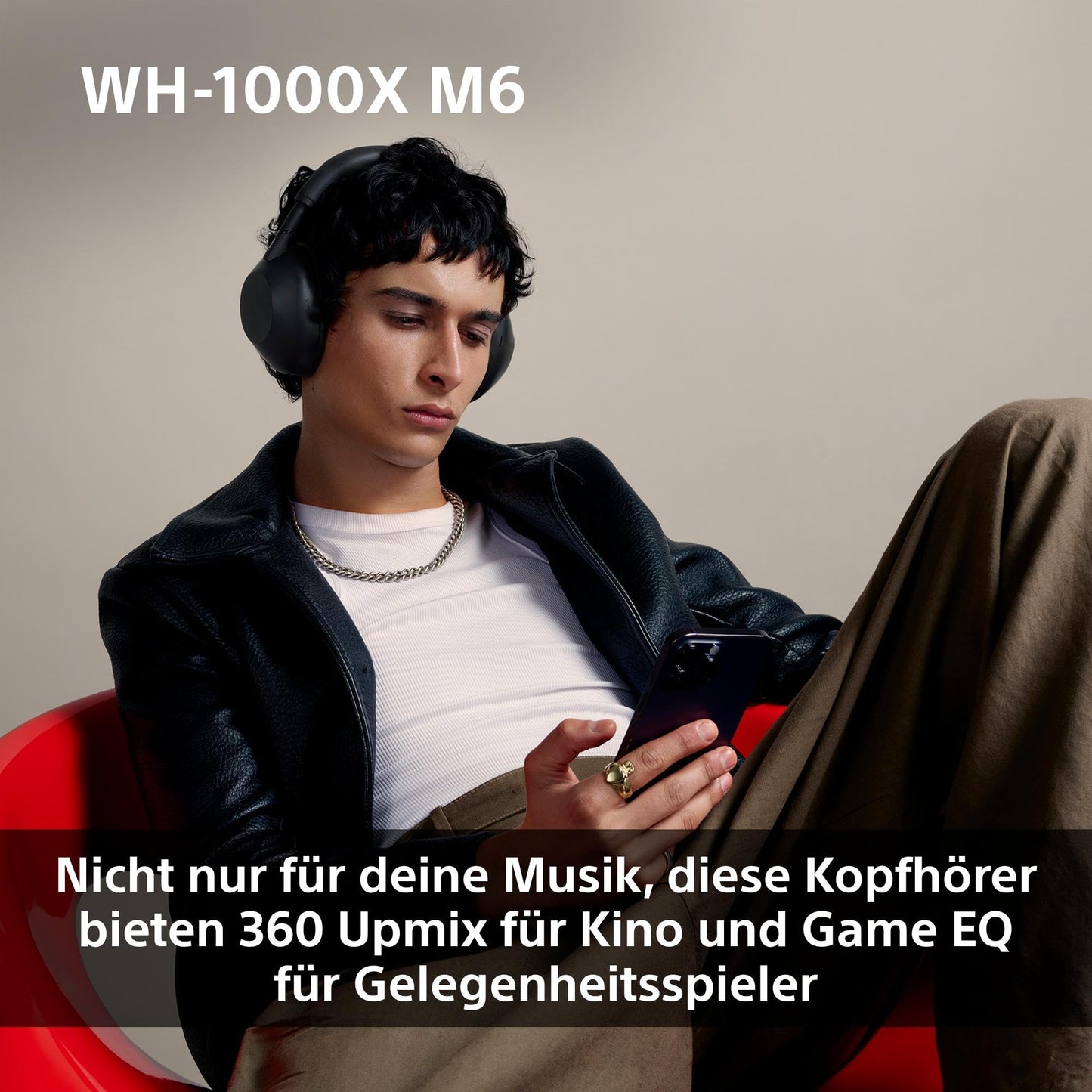 Sony WH-1000XM6 – Over-Ear Wireless Noise Cancelling Kopfhörer mit Hi-Res Sound, 30 Std. Akku & Komfortablem Design – Schwarz