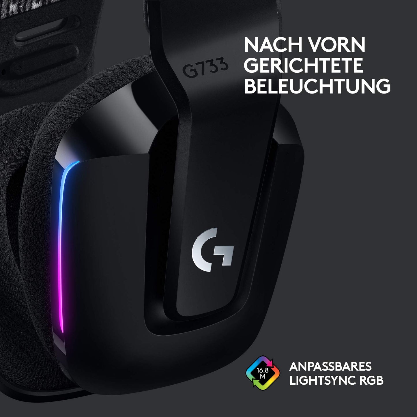 Logitech G733 LIGHTSPEED Kabelloses Gaming-Headset – RGB, Blue VO!CE Mikrofon, 29 Std. Akku – Schwarz