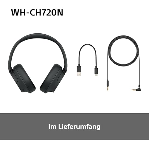 Sony WH-CH720N Kabellose Bluetooth-Kopfhörer – Noise Cancelling, 35h Akku, Schnellladefunktion, Schwarz