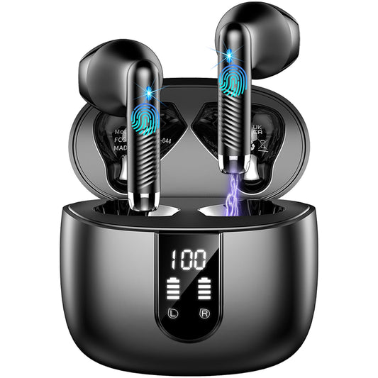 Bluetooth 5.4 In-Ear-Kopfhörer – Kabellos, 56 Std. Wiedergabe, 4 ENC Mikrofone, Noise-Cancelling, IP7 Wasserdicht, USB-C Ladecase – Schwarz